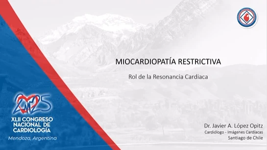 Lámina de título de la charla sobre miocardiopatía restrictiva