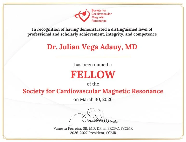 Certificado de Fellow de la Society for Cardiovascular Magnetic Resonance